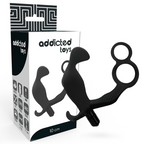ADDICTED TOYS - ANAL PLUG WITH DOUBLE PENIS RING AND TESTICLES BLACK - Amore24