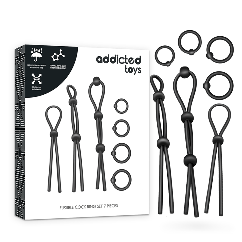 ADDICTED TOYS - FLEXIBLE SILICONE COCK RING SET 7 PIECES - Amore24