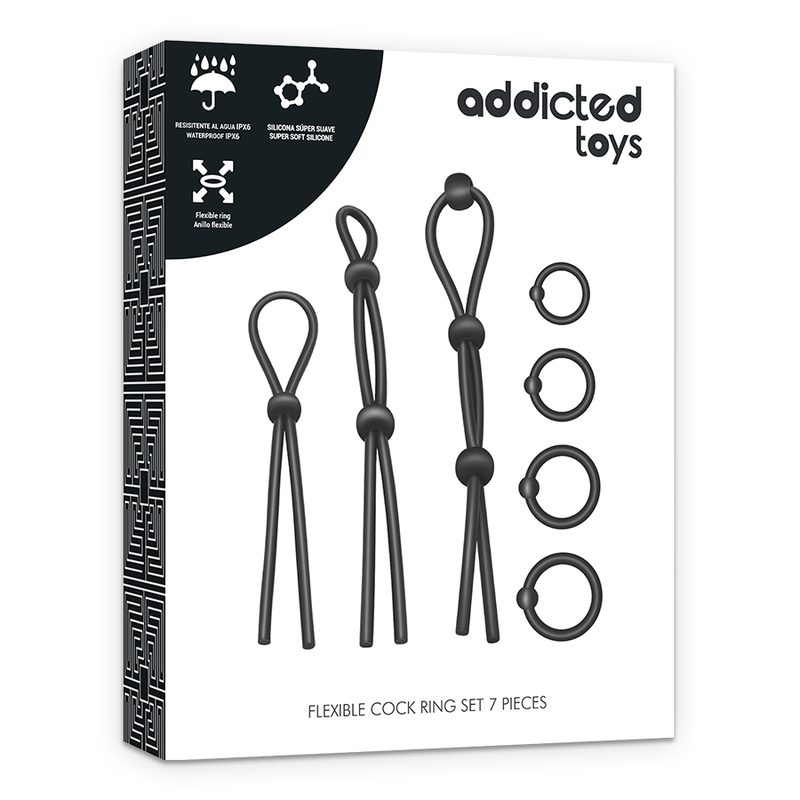 ADDICTED TOYS - FLEXIBLE SILICONE COCK RING SET 7 PIECES - Amore24