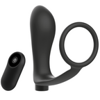 ADDICTED TOYS - PENIS RING WITH REMOTE CONTROL ANAL PLUG BLACK RECHARGEABLE - Amore24