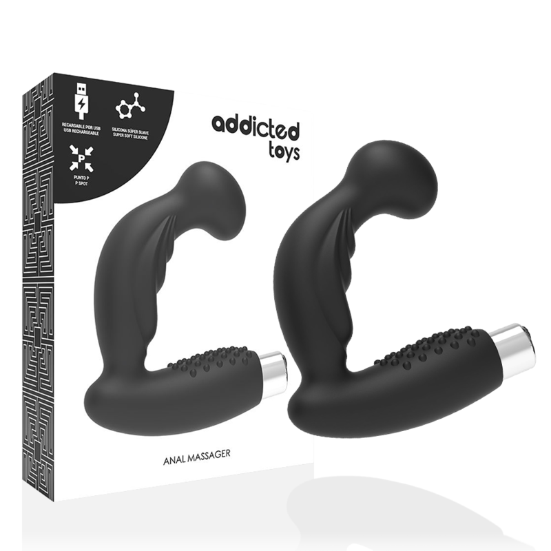 ADDICTED TOYS - PROSTATIC VIBRATOR RECHARGEABLE MODEL 3 - BLACK - Amore24