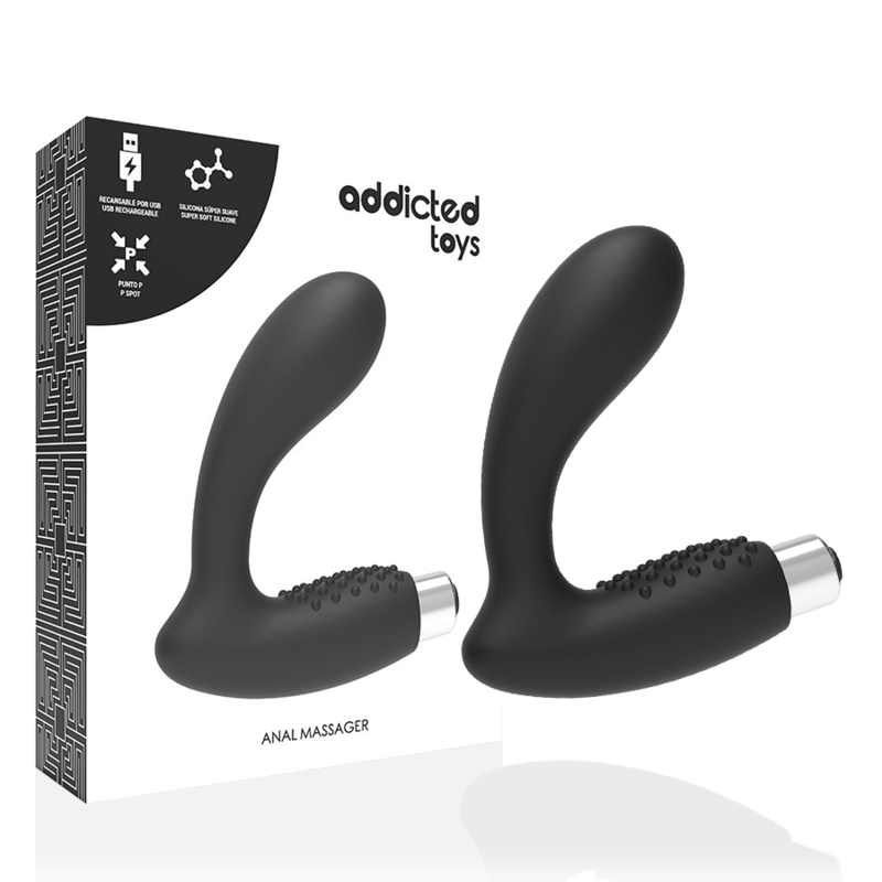 ADDICTED TOYS - PROSTATIC VIBRATOR RECHARGEABLE MODEL 5 - BLACK - Amore24