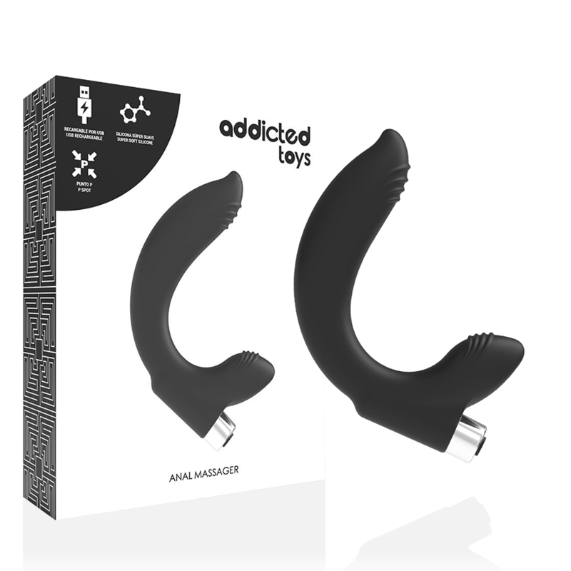 ADDICTED TOYS - PROSTATIC VIBRATOR RECHARGEABLE MODEL 7 - BLACK - Amore24