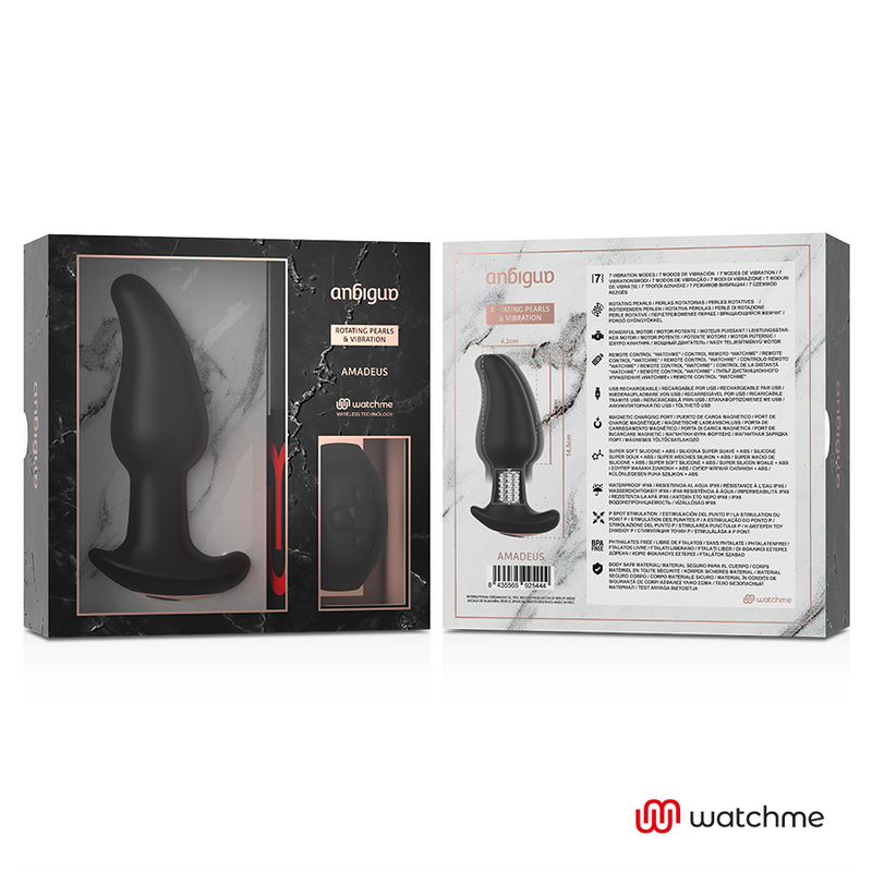 ANBIGUO - WATCHME REMOTE CONTROL ANAL PLUG VIBRATOR WITH ROTATION OF AMADEUS PEARLS - Amore24