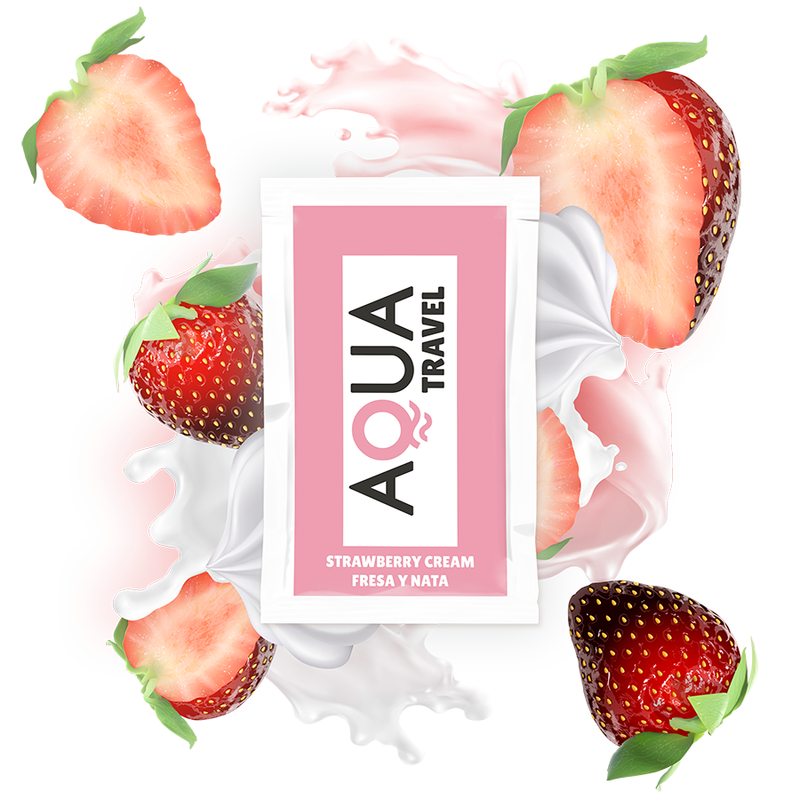 AQUA TRAVEL - STRAWBERRY CREAM FLAVOUR WATERBASED LUBRICANT 6 ML - Amore24