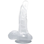 BAILE - REALISTIC DILDO WITH SUCTION CUP AND TESTICLES 16.7 CM TRANSPARENT - Amore24