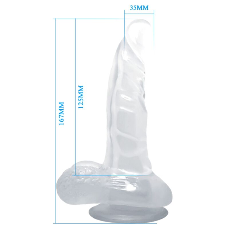 BAILE - REALISTIC DILDO WITH SUCTION CUP AND TESTICLES 16.7 CM TRANSPARENT - Amore24