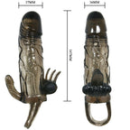 BAILE - BRAVE MAN PENIS COVER WITH CLIT AND ANAL STIMULATION DOUBLE BULLET BLACK 16.5 CM - Amore24