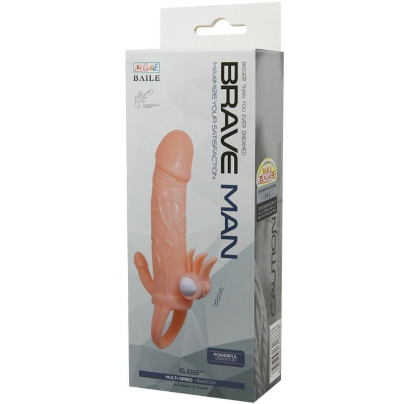 BAILE - BRAVE MAN PENIS COVER WITH CLIT AND ANAL STIMULATION FLESH 16.5 CM - Amore24