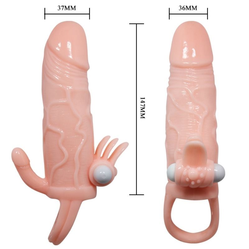 BAILE - BRAVE MAN PENIS COVER WITH CLIT AND ANAL STIMULATION FLESH 16.5 CM - Amore24