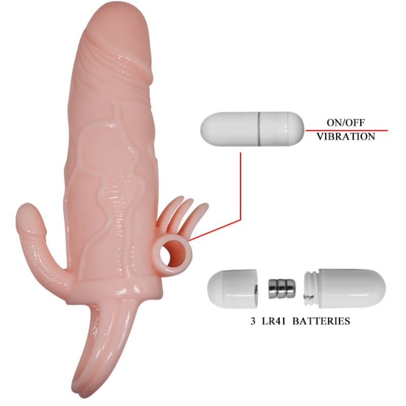 BAILE - BRAVE MAN PENIS COVER WITH CLIT AND ANAL STIMULATION FLESH 16.5 CM - Amore24