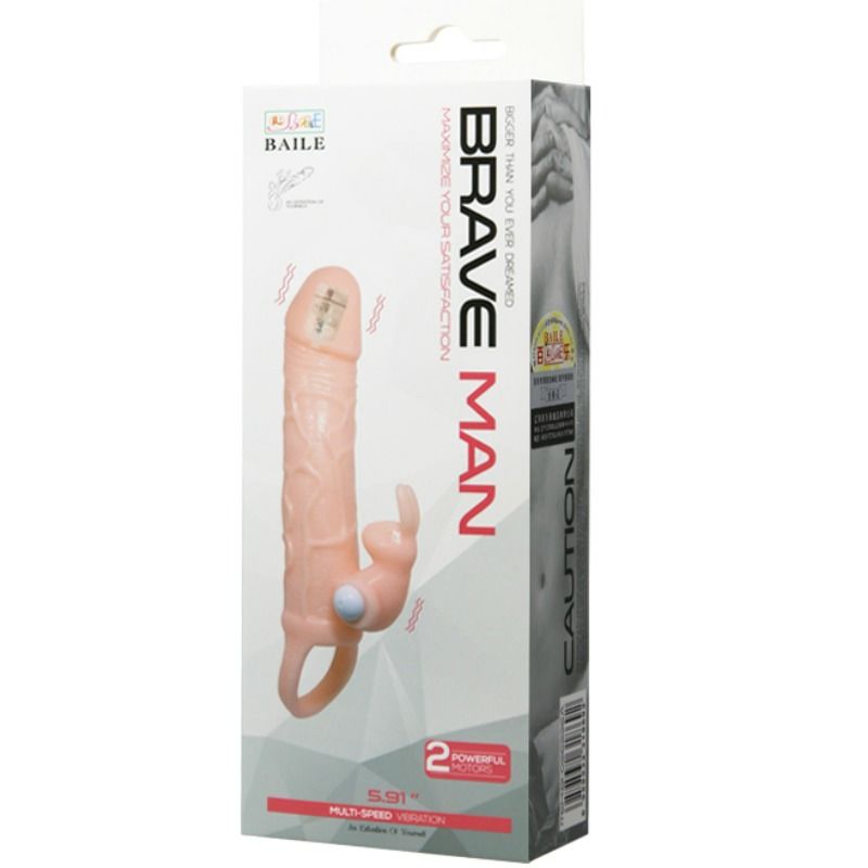BAILE - BRAVE MAN PENIS COVER WITH RABBIT AND DOUBLE ENGINE FLESH 16.5 CM - Amore24