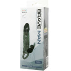BAILE - BRAVE MAN PENIS COVER WITH RABBIT BLACK 16.5 CM - Amore24