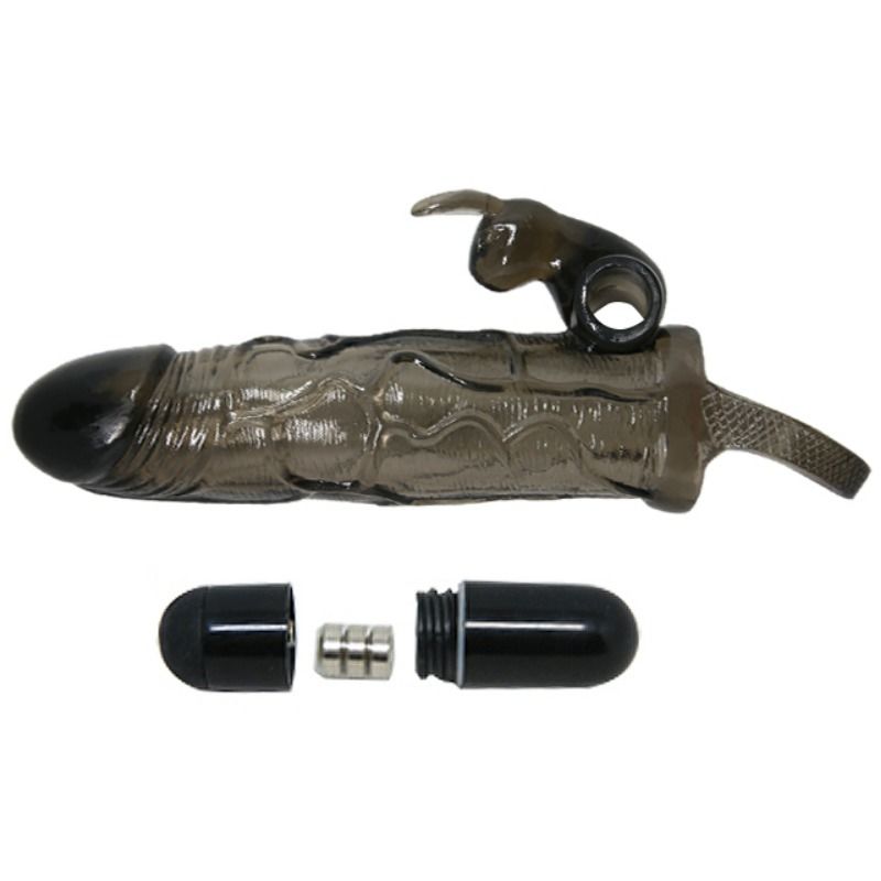 BAILE - BRAVE MAN PENIS COVER WITH RABBIT BLACK 16.5 CM - Amore24