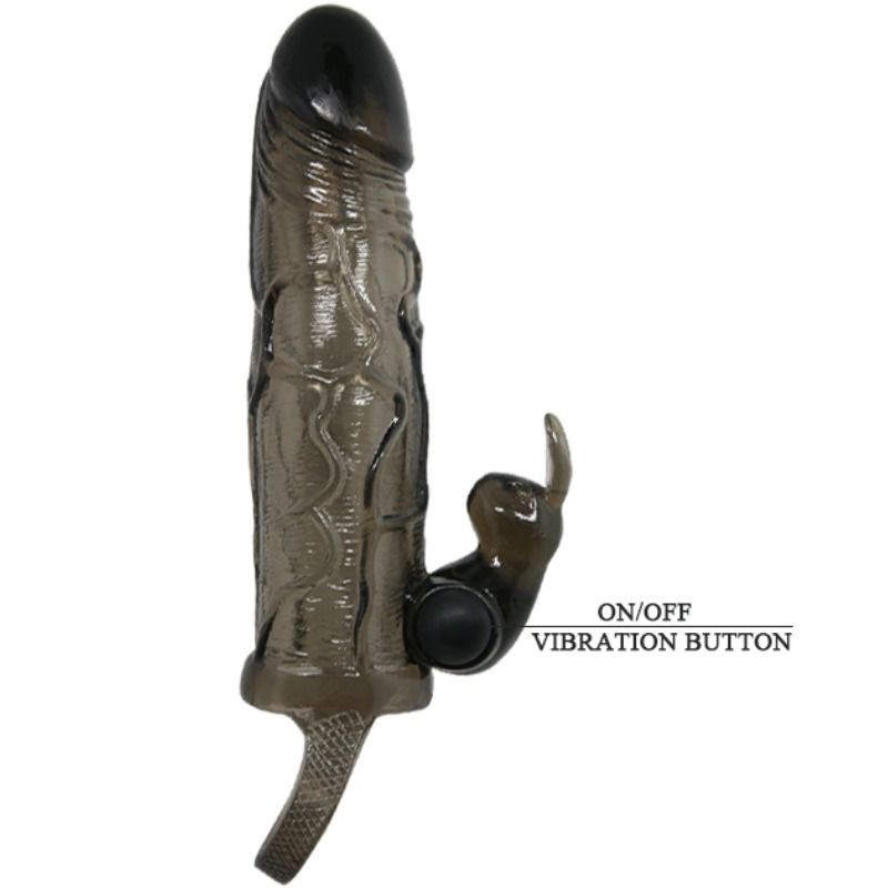 BAILE - BRAVE MAN PENIS COVER WITH RABBIT BLACK 16.5 CM - Amore24