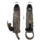 BAILE - BRAVE MAN PENIS COVER WITH RABBIT BLACK 16.5 CM - Amore24