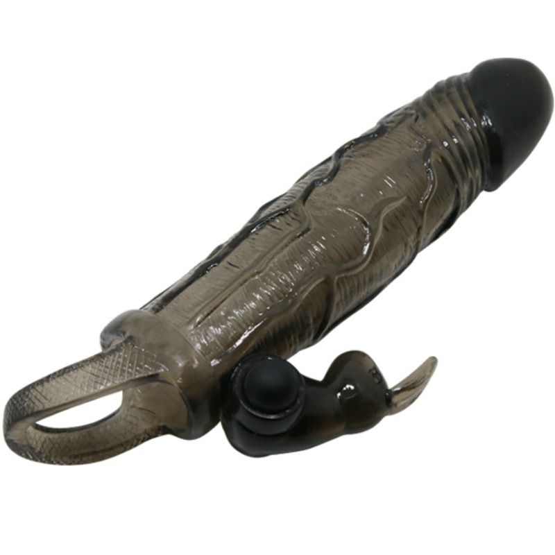 BAILE - BRAVE MAN PENIS COVER WITH RABBIT BLACK 16.5 CM - Amore24