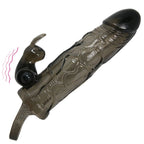 BAILE - BRAVE MAN PENIS COVER WITH RABBIT BLACK 16.5 CM - Amore24