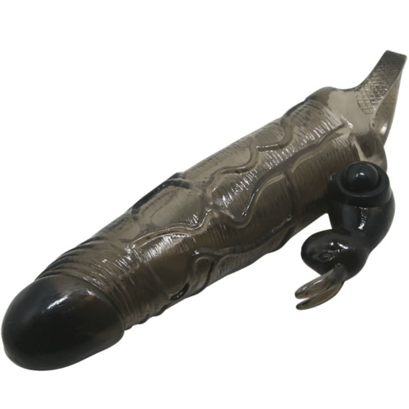 BAILE - BRAVE MAN PENIS COVER WITH RABBIT BLACK 16.5 CM - Amore24