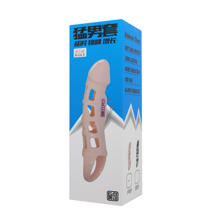 BAILE - PENIS EXTENDER COVER WITH VIBRATION AND NATURAL STRAP 13.5 CM - Amore24