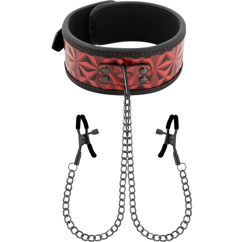BEGME - RED EDITION COLLAR WITH NIPPLE CLAMPS WITH NEOPRENE LINING - Amore24