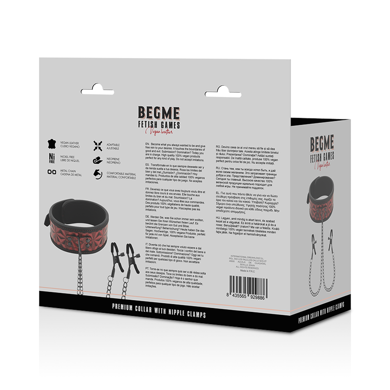 BEGME - RED EDITION COLLAR WITH NIPPLE CLAMPS WITH NEOPRENE LINING - Amore24