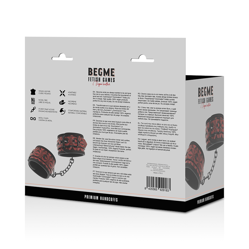 BEGME - RED EDITION PREMIUM HANDCUFFS WITH NEOPRENE LINING - Amore24