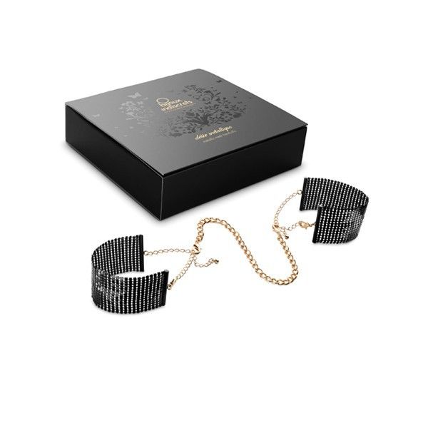 BIJOUX - DÉSIR MÉTALLIQUE BLACK METAL MESH HANDCUFFS - Amore24