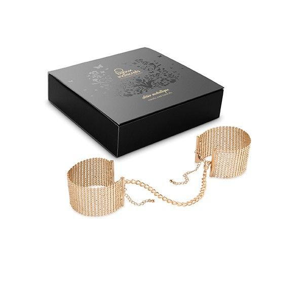BIJOUX - DÉSIR MÉTALLIQUE GOLDEN METAL MESH HANDCUFFS - Amore24