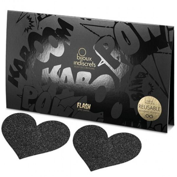 BIJOUX - INDISCRETS FLASH BLACK HEART NIPPLE CUTS - Amore24