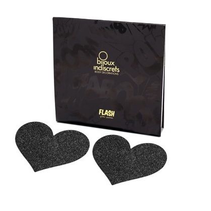 BIJOUX - INDISCRETS FLASH BLACK HEART NIPPLE CUTS - Amore24