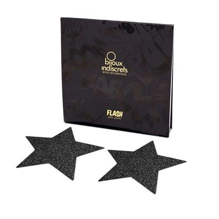 BIJOUX - INDISCRETS FLASH BLACK STAR NIPPLE CAPS - Amore24