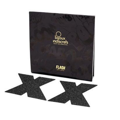 BIJOUX - INDISCRETS FLASH CROSS BLACK NIPPLE CAPS - Amore24