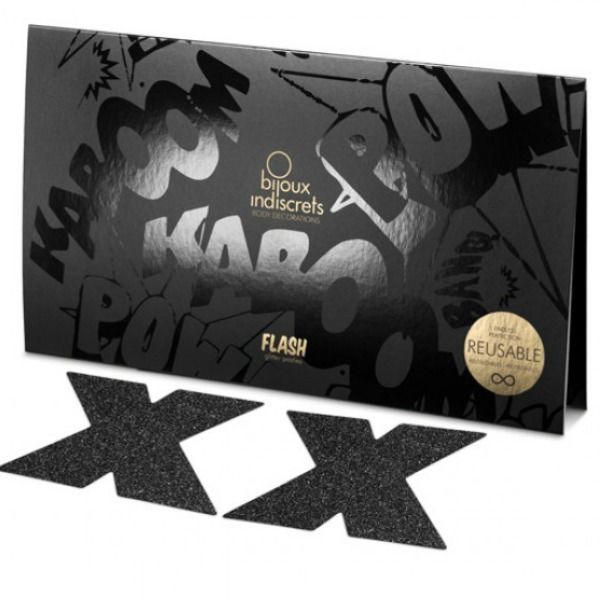 BIJOUX - INDISCRETS FLASH CROSS BLACK NIPPLE CAPS - Amore24