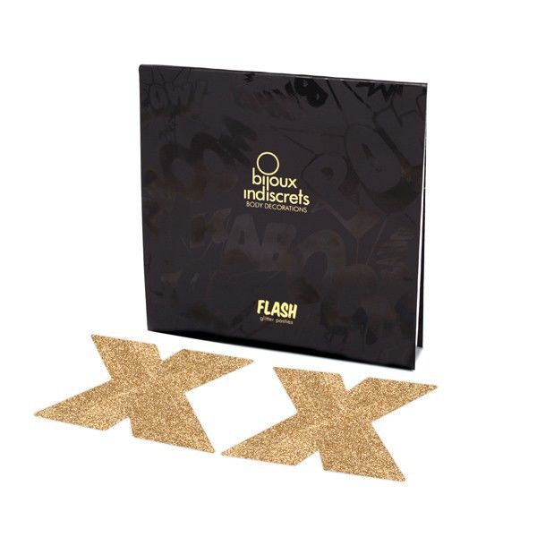 BIJOUX - INDISCRETS FLASH CROSS GOLD NIPPLE COVERS - Amore24