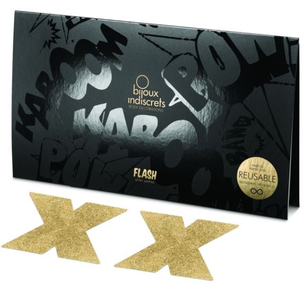 BIJOUX - INDISCRETS FLASH CROSS GOLD NIPPLE COVERS - Amore24