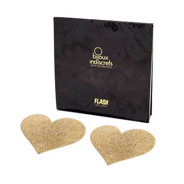 BIJOUX - INDISCRETS FLASH GOLDEN HEART NIPPLE COVERS - Amore24