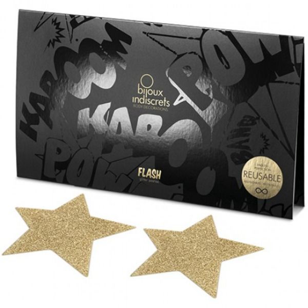 BIJOUX - INDISCRETS FLASH GOLDEN STAR NIPPLE COVERS - Amore24