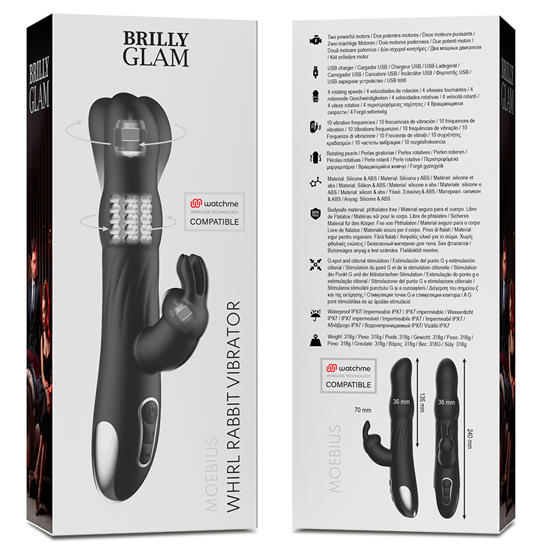 BRILLY GLAM- MOEBIUS RABBIT VIBRATOR & ROTATOR COMPATIBLE WITH WATCHME WIRELESS TECHNOLOGY - Amore24