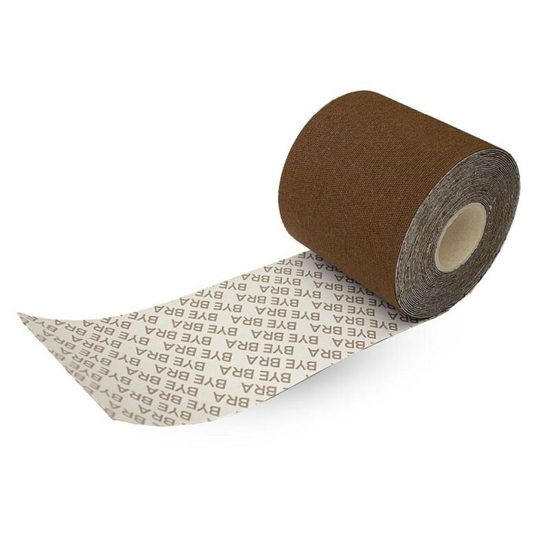 BYE-BRA - BODY TAPE 5 M X 6.5 CM + 3 PAIRS OF NIPPLE COVERS BROWN - Amore24