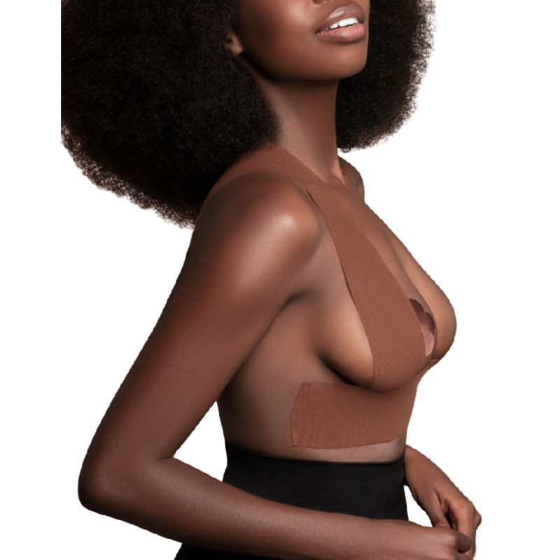BYE-BRA - BODY TAPE 5 M X 6.5 CM + 3 PAIRS OF NIPPLE COVERS BROWN - Amore24