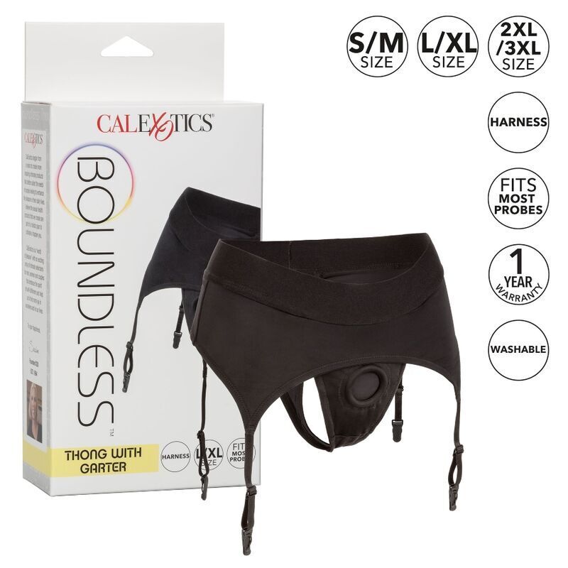 CALEXOTICS - BOUNDLESS THONG WITH GARTER S/M - Amore24