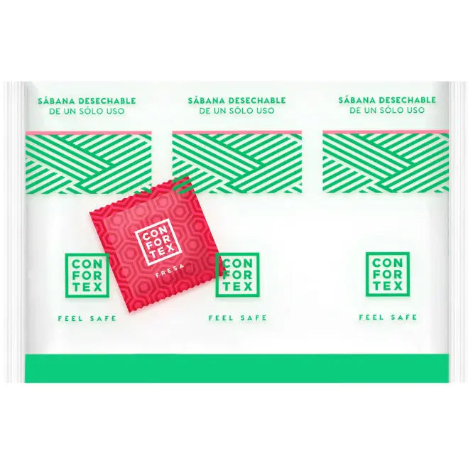 CONFORTEX - DISPOSABLE HYGIENIC SHEETS, INDIVIDUAL BAG + STRAWBERRY CONDOM - Amore24