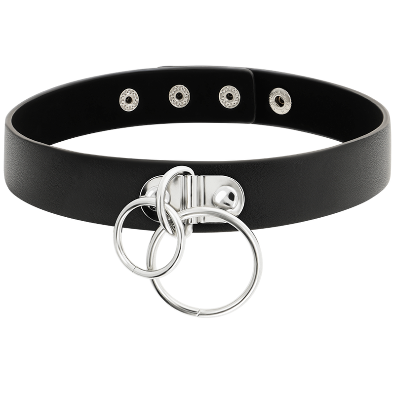 COQUETTE CHIC DESIRE - DOUBLE RING VEGAN LEATHER CHOKER - Amore24