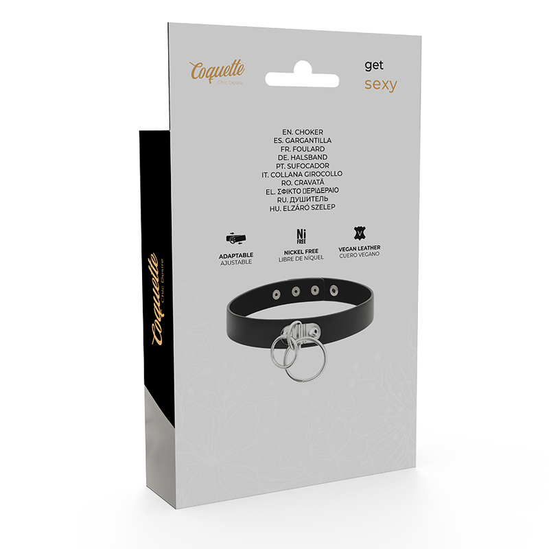 COQUETTE CHIC DESIRE - DOUBLE RING VEGAN LEATHER CHOKER - Amore24