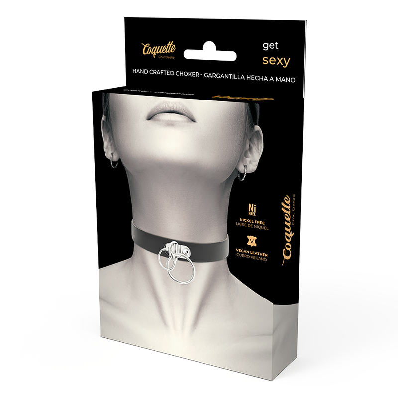 COQUETTE CHIC DESIRE - DOUBLE RING VEGAN LEATHER CHOKER - Amore24