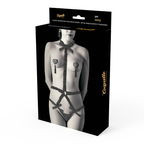 COQUETTE CHIC DESIRE - ELASTIC HARNESS SET AND NIPPLE COVERS BLACK - Amore24
