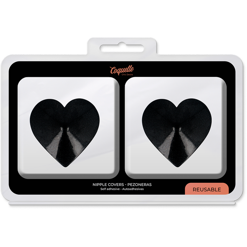 COQUETTE CHIC DESIRE - NIPPLE COVERS BLACK HEARTS - Amore24
