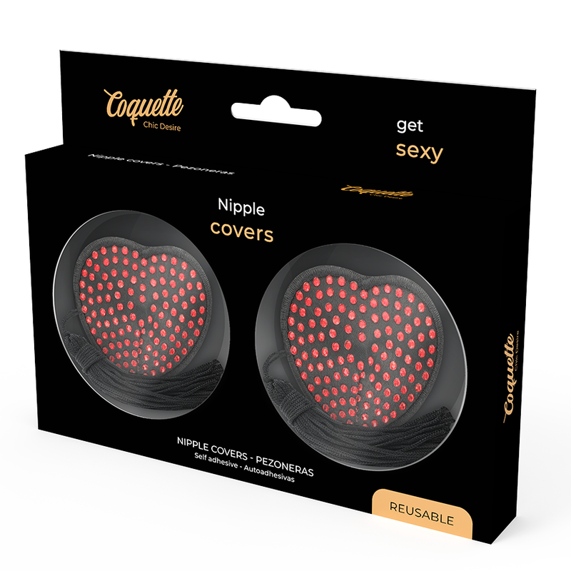 COQUETTE CHIC DESIRE - NIPPLE COVERS HEART BLACK / RED - Amore24
