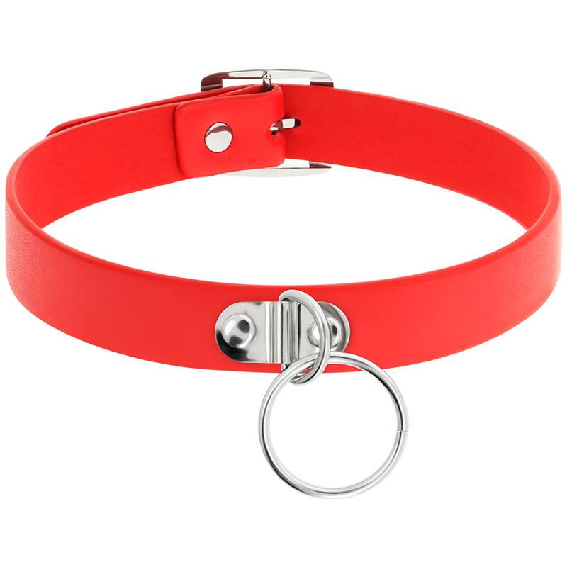 COQUETTE CHIC DESIRE - RED VEGAN LEATHER NECKLACE WOMAN FETISH ACCESSORY - Amore24